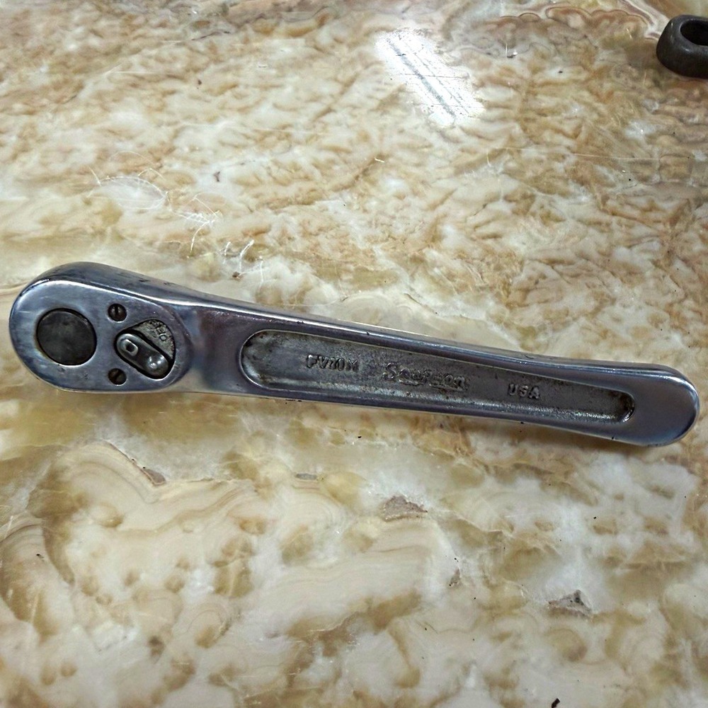 Vintage Snap-on FV71M 3/8" Drive Flat Handle Ratchet 6" Long Underline Logo USA